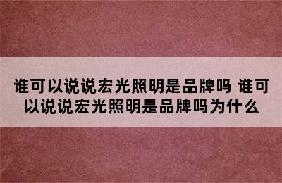 谁可以说说宏光照明是品牌吗 谁可以说说宏光照明是品牌吗为什么